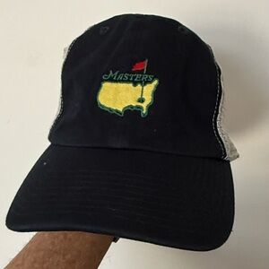 Masters Augusta Navy Blue and White Mesh Elastic Band Golf Cap by '47 Unisex EUC
